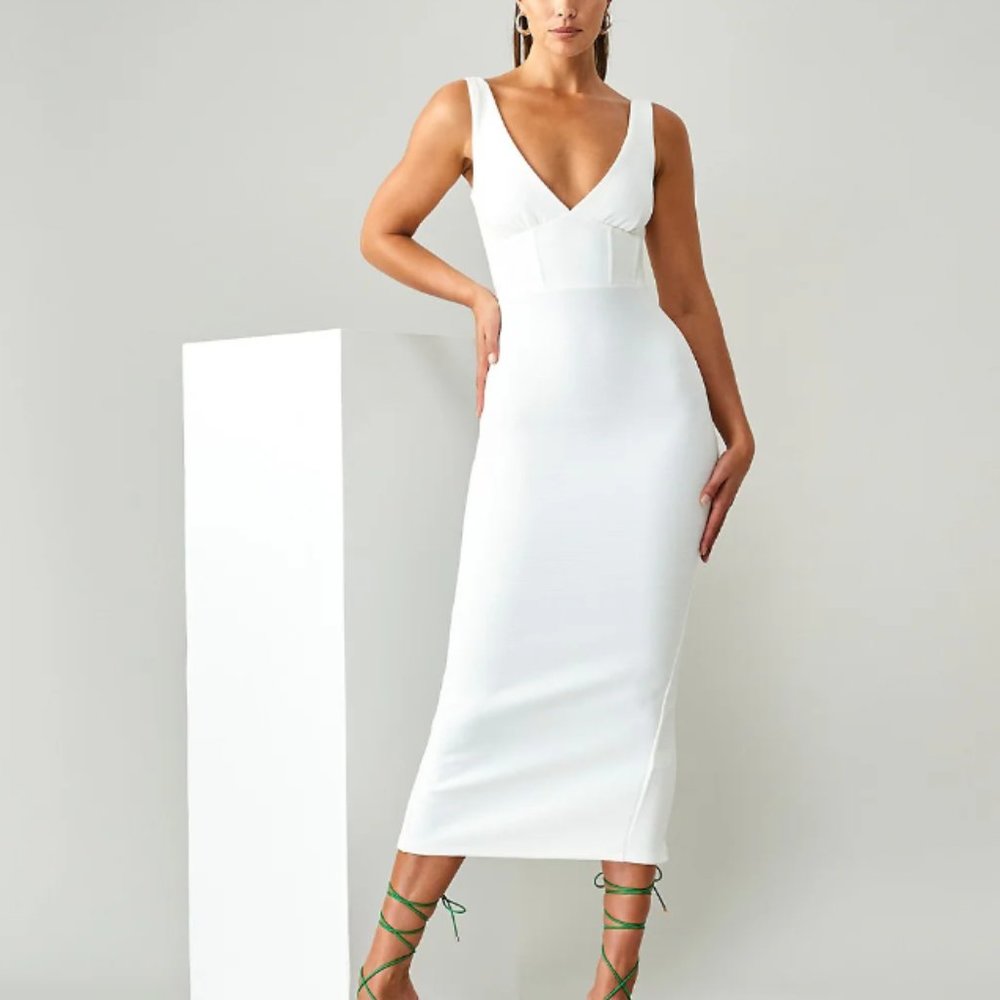 BWLDR Sunda Midi Dress - White, size US 4